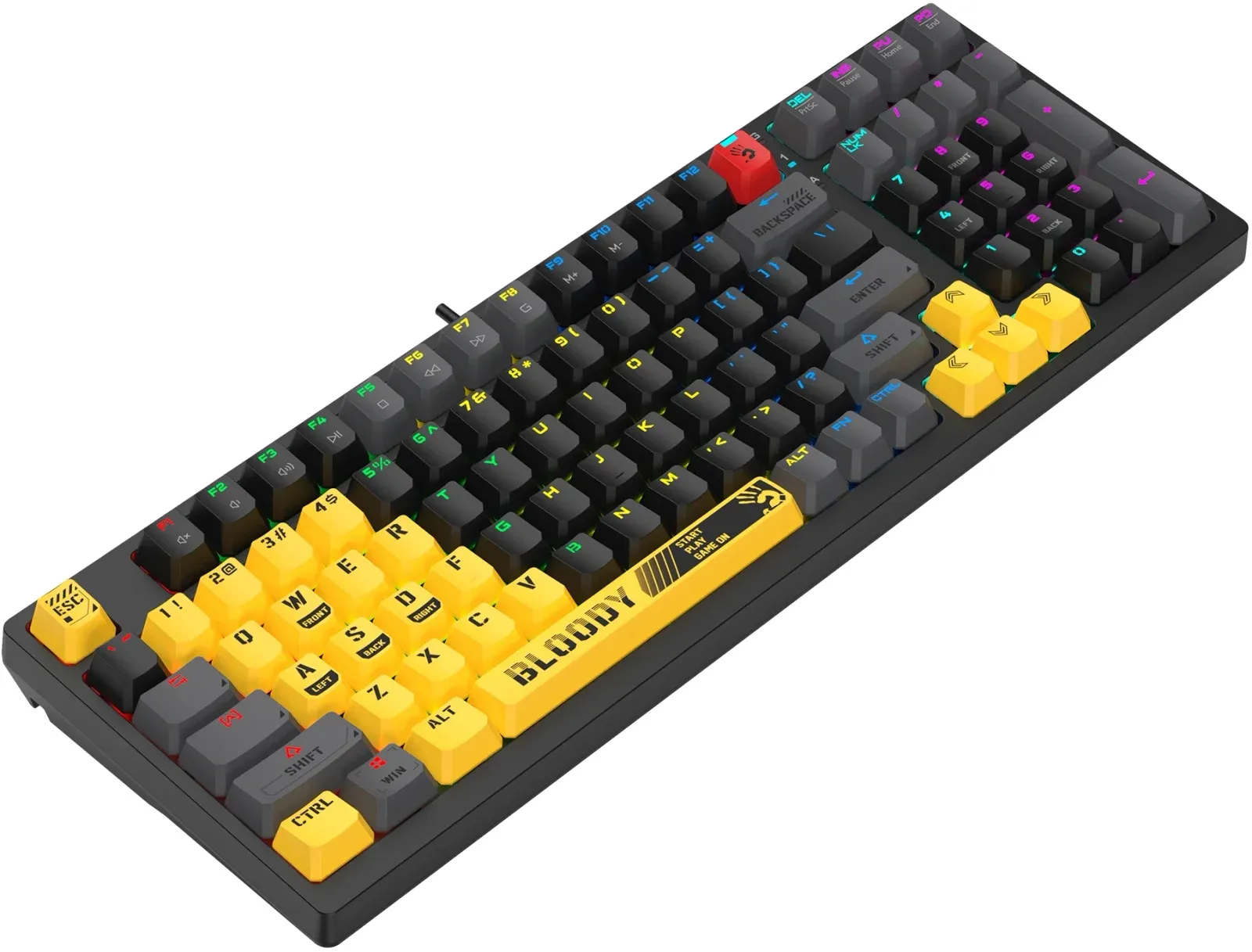 Клавиатура A4Tech S98 Sports механическая желтый/серый USB for gamer LED S98 SPORTS LIME BLMS RED PLUS кабель 1.8м - фото 4