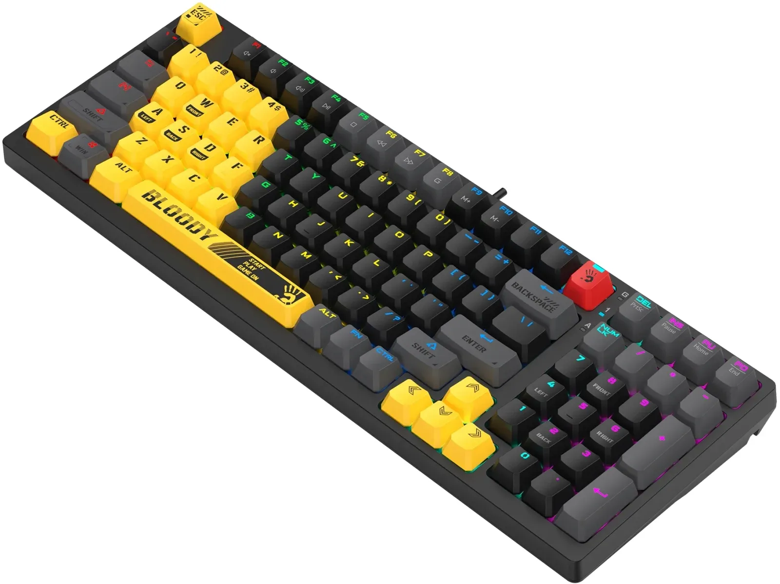 Клавиатура A4Tech S98 Sports механическая желтый/серый USB for gamer LED S98 SPORTS LIME BLMS RED PLUS кабель 1.8м - фото 5