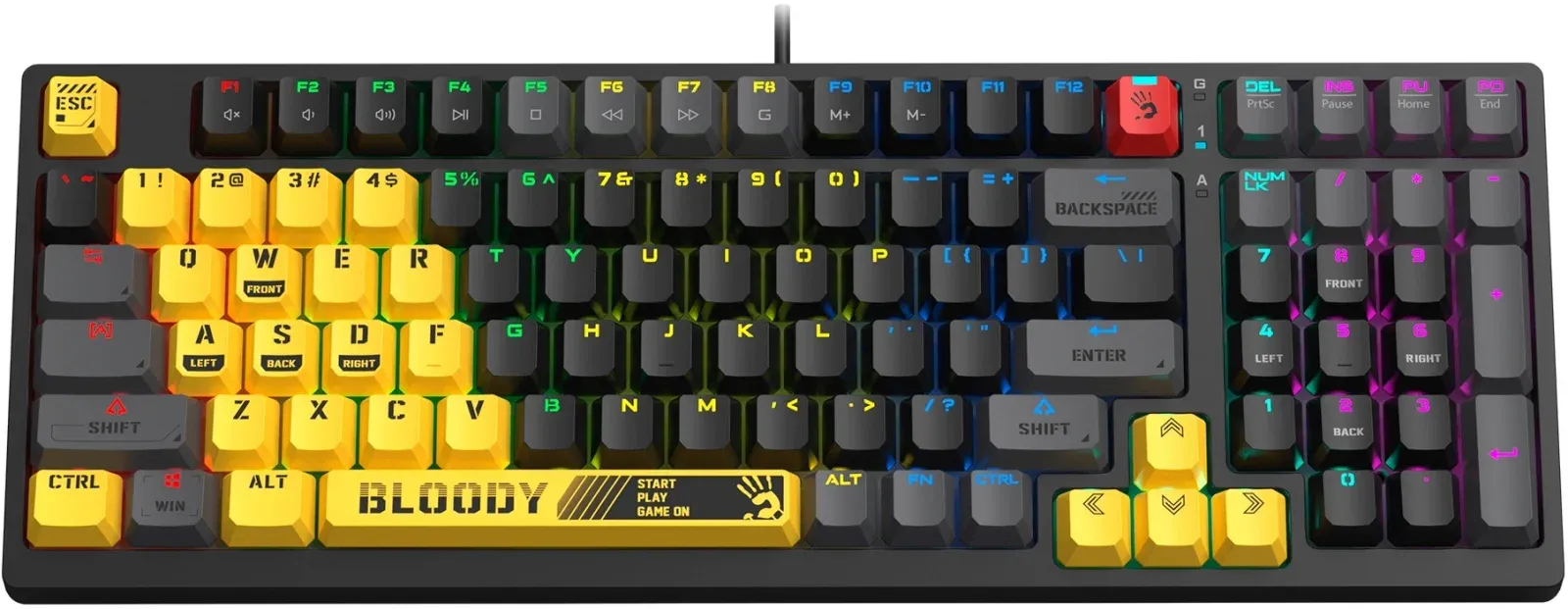 Клавиатура A4Tech S98 Sports механическая желтый/серый USB for gamer LED S98 SPORTS LIME BLMS RED PLUS кабель 1.8м - фото 6
