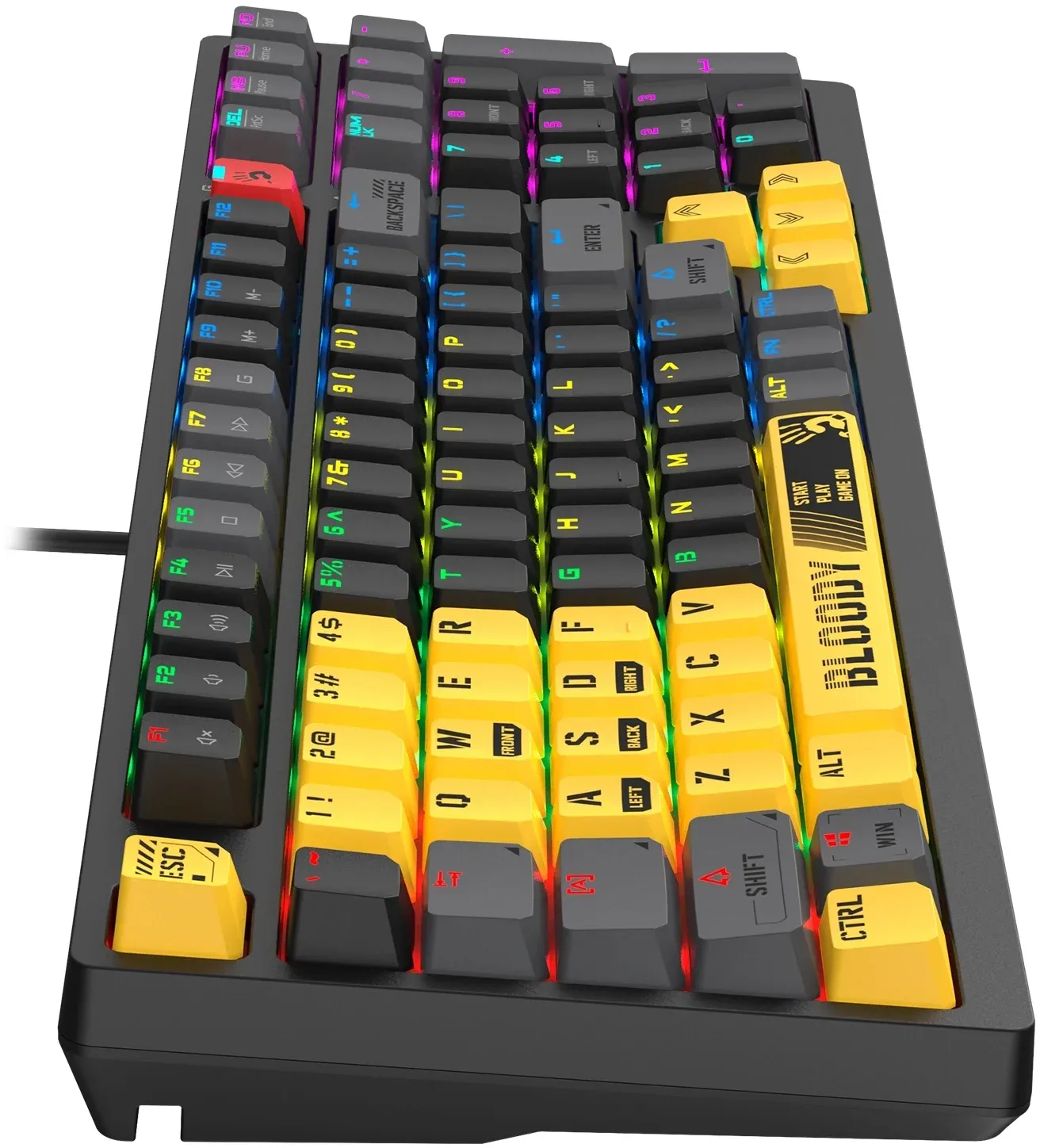 Клавиатура A4Tech S98 Sports механическая желтый/серый USB for gamer LED S98 SPORTS LIME BLMS RED PLUS кабель 1.8м - фото 8