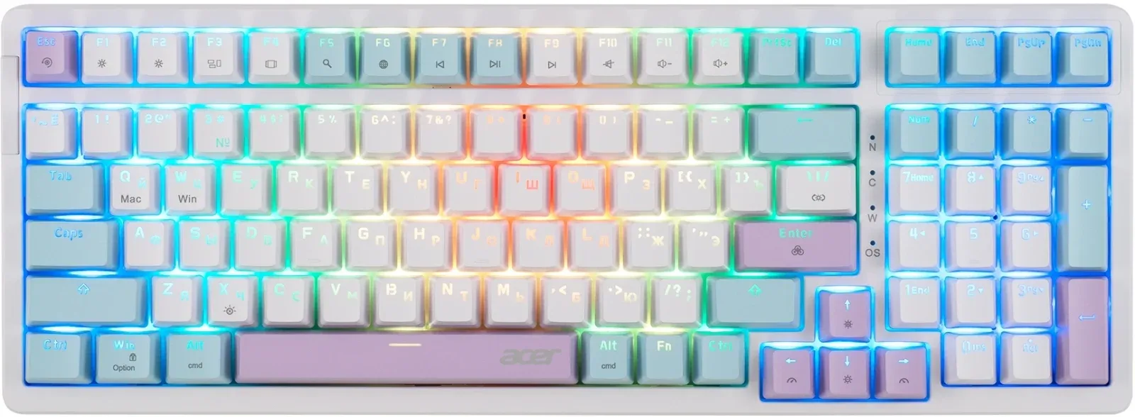 Клавиатура Acer OKW304 механическая белый USB for gamer LED ZL.KBDCC.01V кабель 1.8м - фото 1