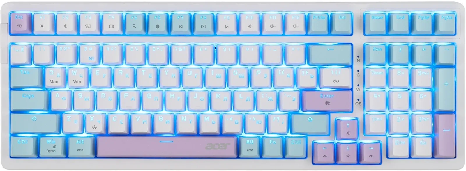 Клавиатура Acer OKW304 механическая белый USB for gamer LED ZL.KBDCC.01V кабель 1.8м - фото 2