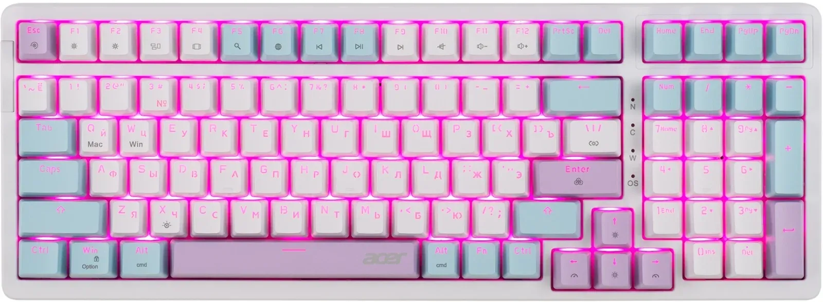 Клавиатура Acer OKW304 механическая белый USB for gamer LED ZL.KBDCC.01V кабель 1.8м - фото 3