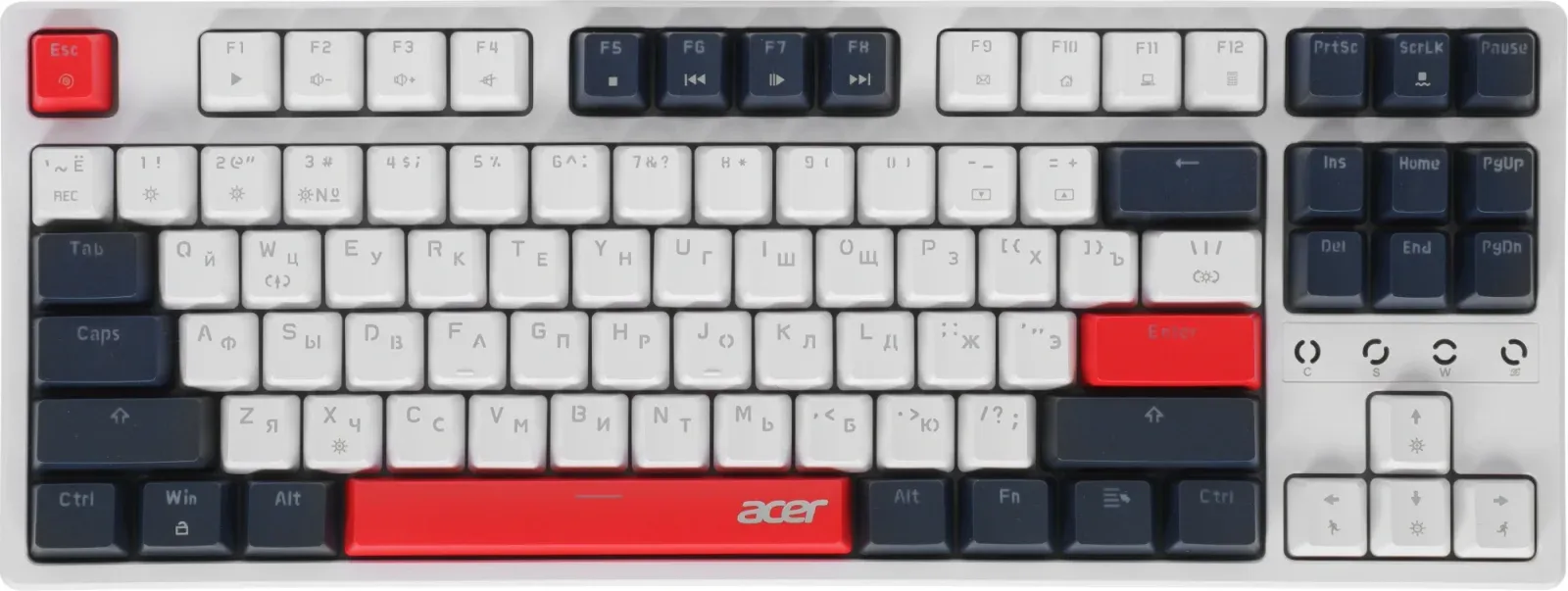 Клавиатура Acer OKW305 механическая белый USB for gamer LED ZL.KBDCC.01W кабель 1.8м - фото 2