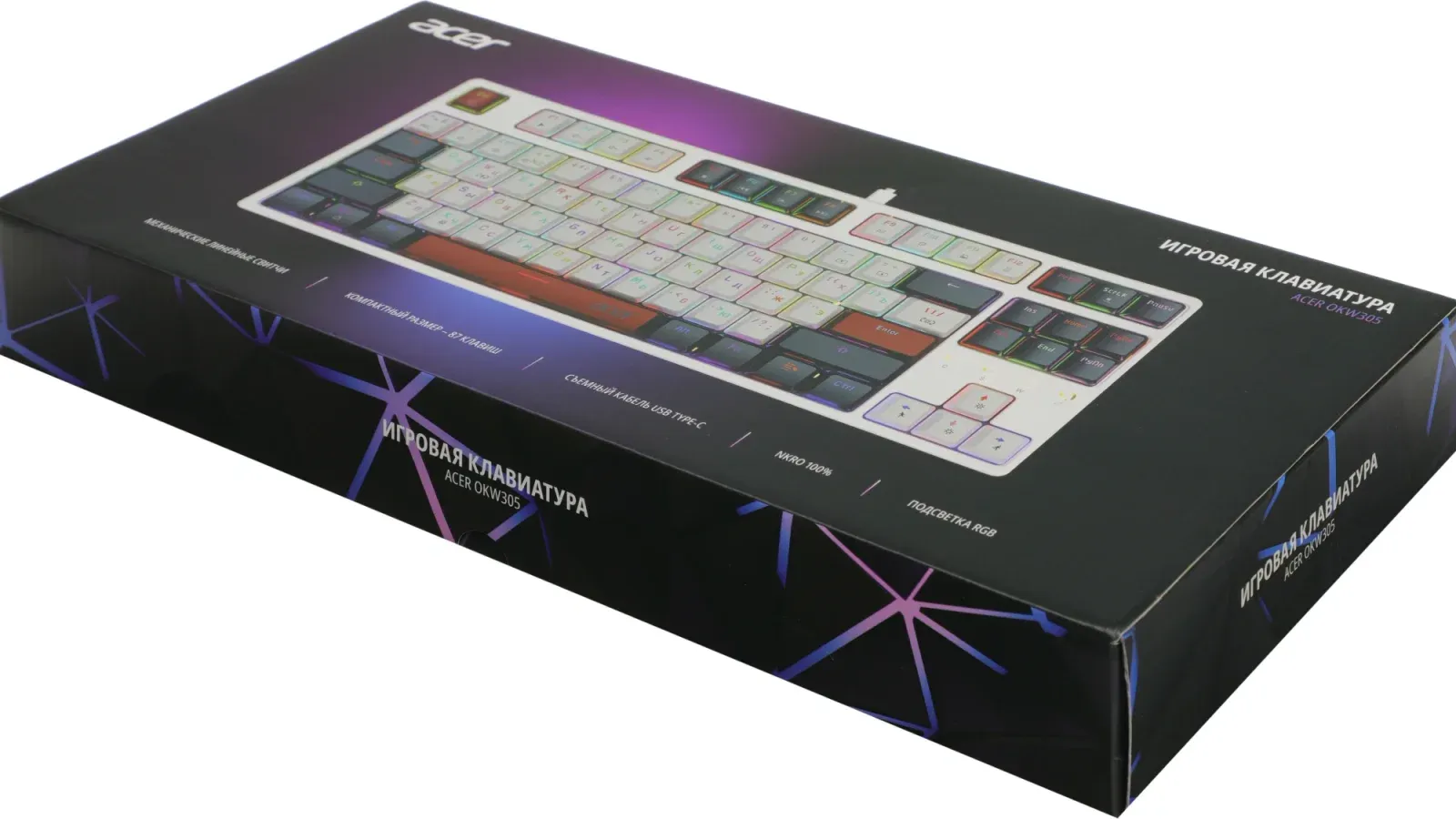 Клавиатура Acer OKW305 механическая белый USB for gamer LED ZL.KBDCC.01W кабель 1.8м - фото 8