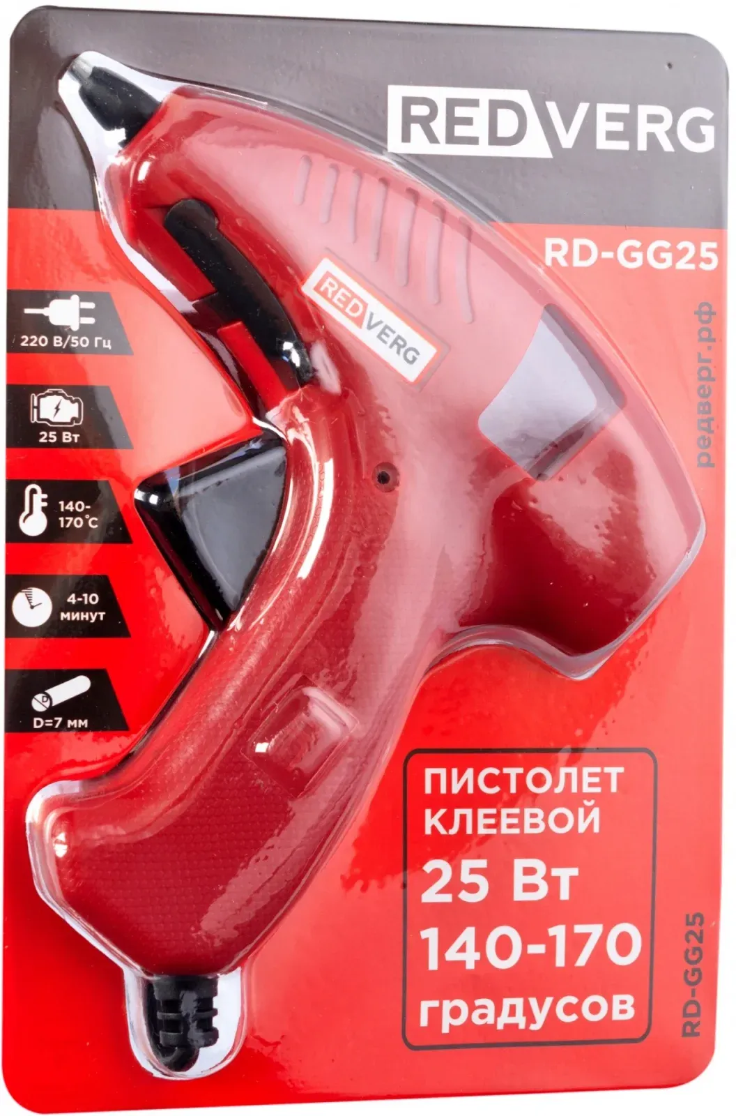 Клеевой пистолет RedVerg RD-GG25 25Вт 8гр/мин стерж.:7х100мм - фото 3