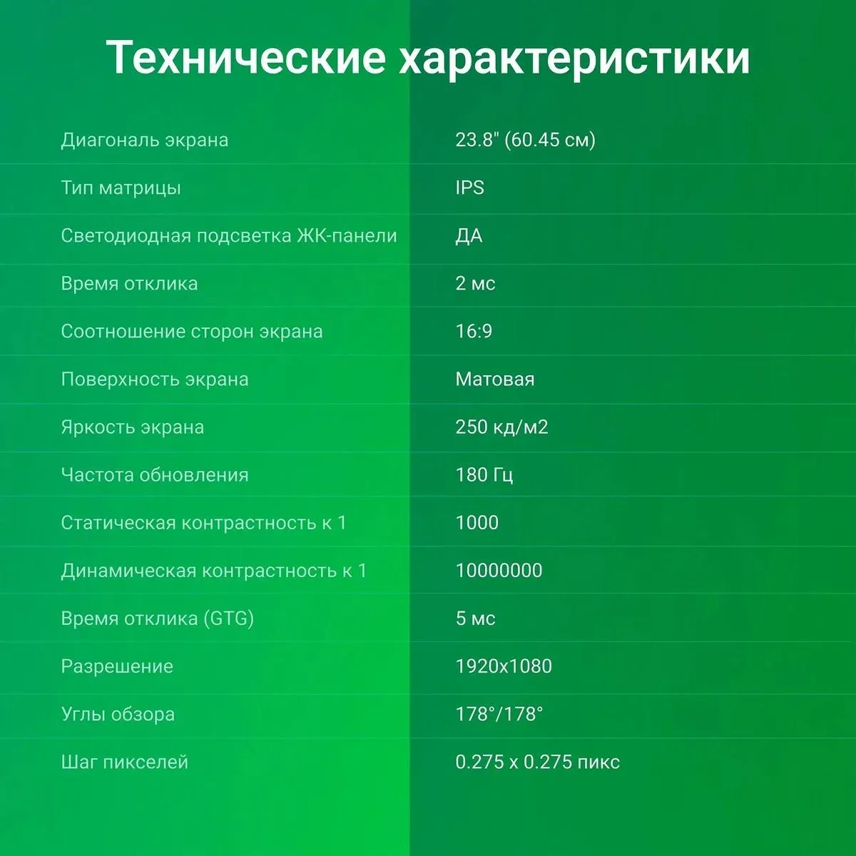 Монитор Digma 23.8 Overdrive 24P511F черный IPS LED 1ms 16:9 HDMI M/M матовая 250cd 178гр/178гр 1920x1080 180Hz G-Sync FreeSync DP FHD 2.9кг - фото 8