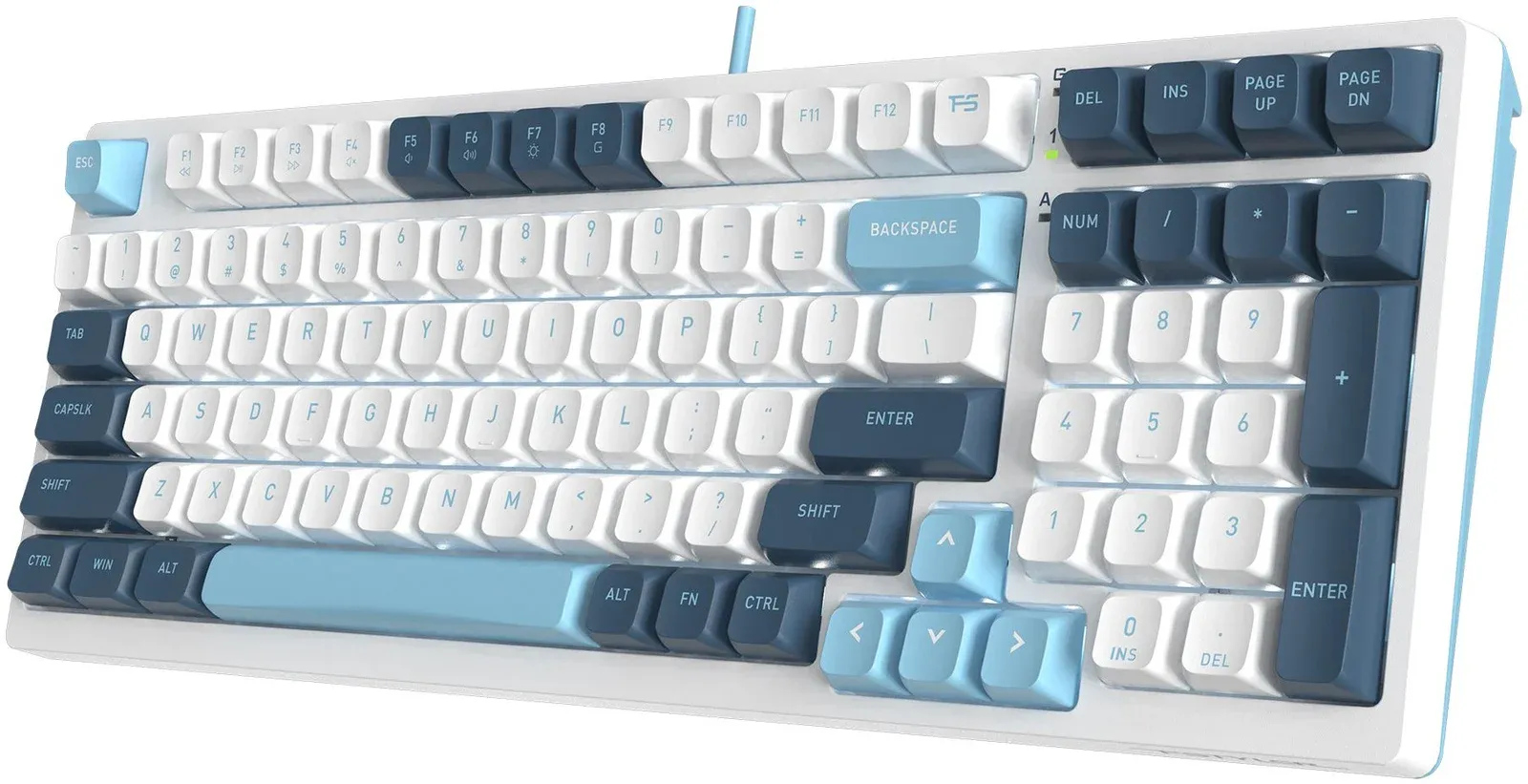 Клавиатура A4Tech FS300 механическая белый/синий USB for gamer LED FS300 PANDA SNOWBOARDING кабель 1.8м - фото 4