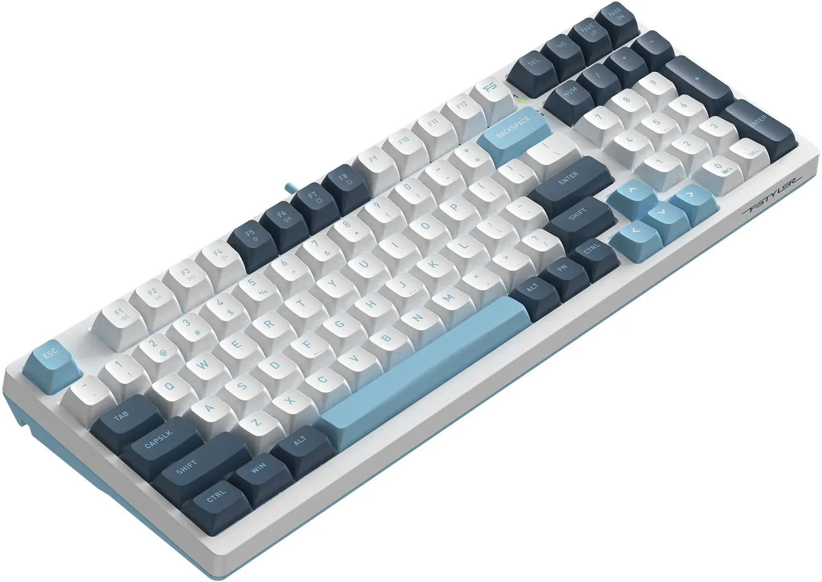 Клавиатура A4Tech FS300 механическая белый/синий USB for gamer LED FS300 PANDA SNOWBOARDING кабель 1.8м - фото 5