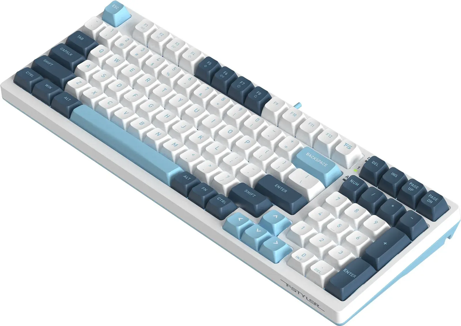 Клавиатура A4Tech FS300 механическая белый/синий USB for gamer LED FS300 PANDA SNOWBOARDING кабель 1.8м - фото 6