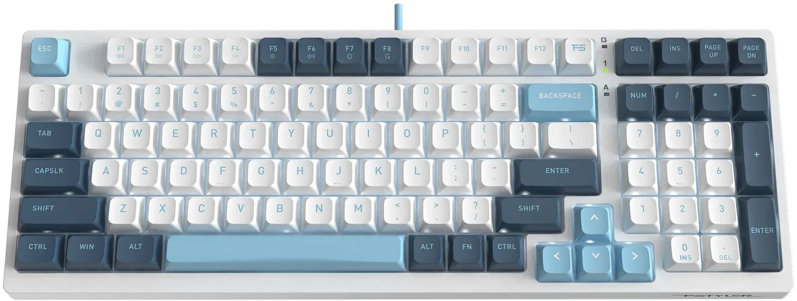 Клавиатура A4Tech FS300 механическая белый/синий USB for gamer LED FS300 PANDA SNOWBOARDING кабель 1.8м - фото 7