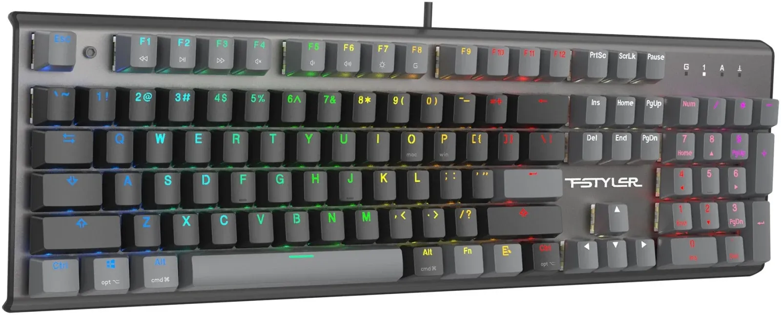 Клавиатура A4Tech FS100 механическая черный USB for gamer LED кабель 1.8м - фото 3