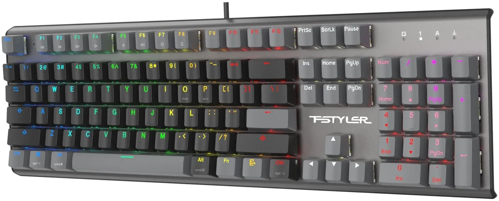 Клавиатура A4Tech FS100 механическая черный USB for gamer LED кабель 1.8м - фото 4
