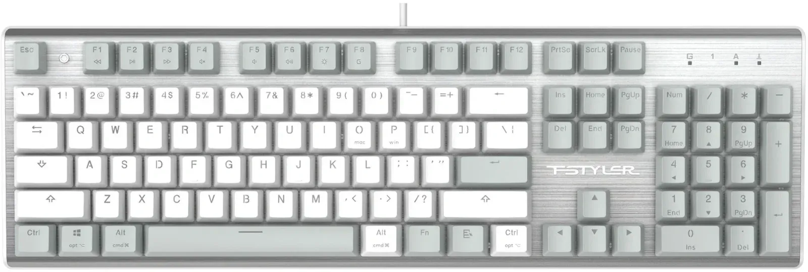 Клавиатура A4Tech FS100 механическая серый USB for gamer LED кабель 1.8м - фото 2