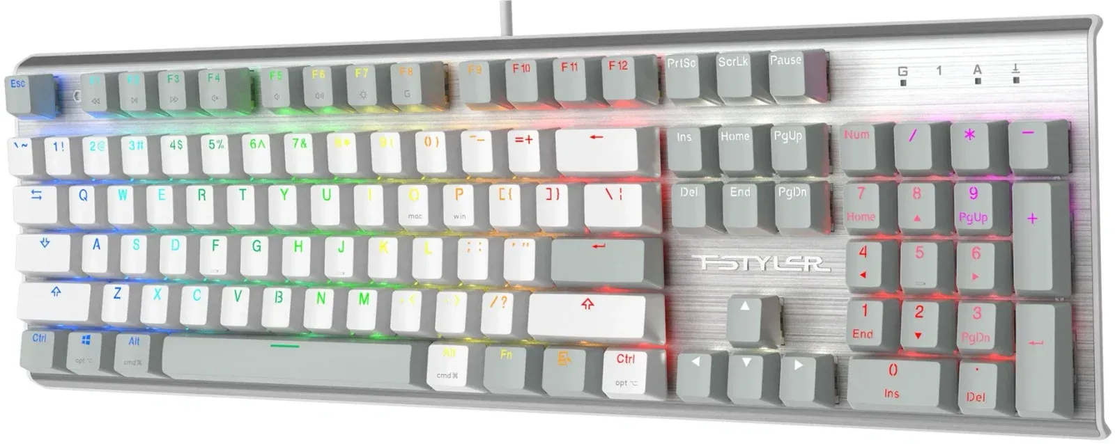 Клавиатура A4Tech FS100 механическая серый USB for gamer LED кабель 1.8м - фото 4