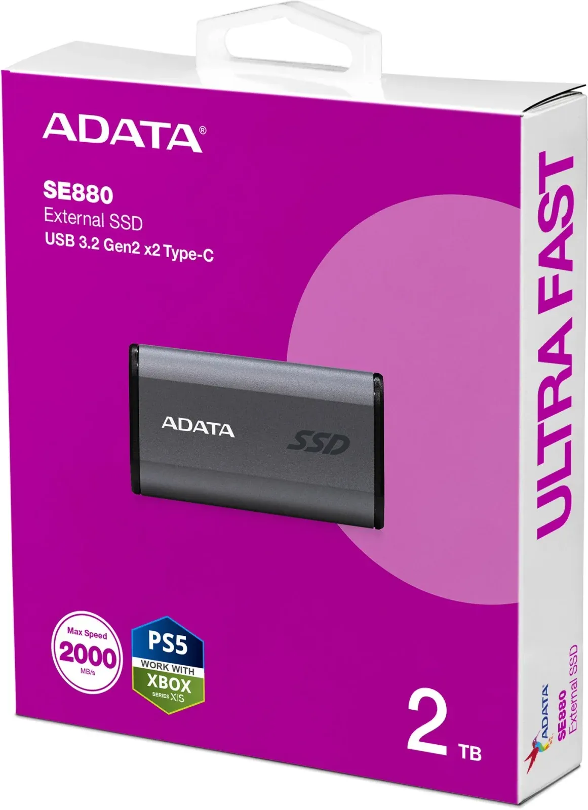 Накопитель SSD A-Data USB-C 2TB AELI-SE880-2TCGY SE880 2.5 серый - фото 6