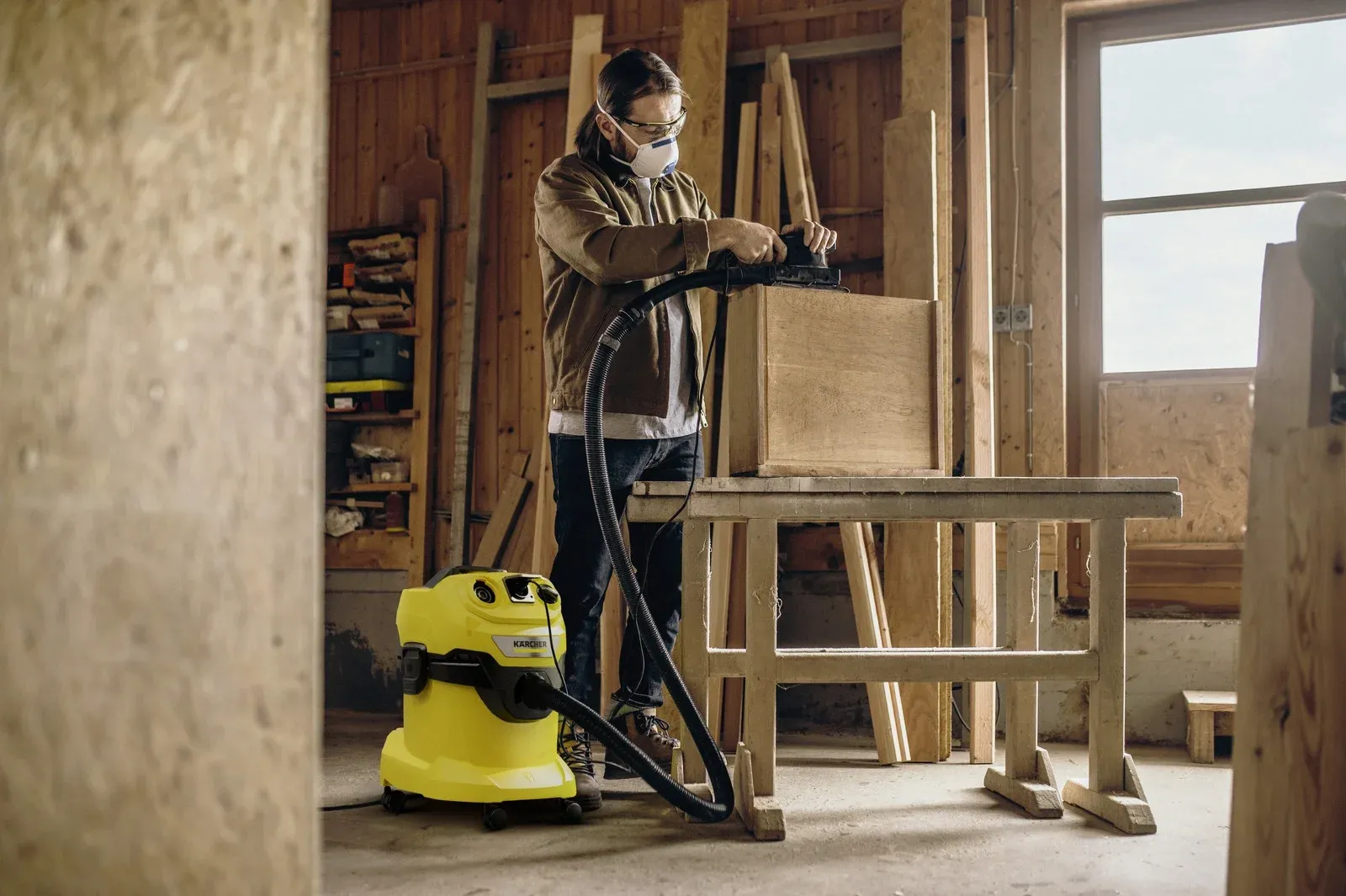 Строительный пылесос Karcher WD 4 P V-20/5/22 1000Вт уборка: сухая/сбор воды/выдув желтый - фото 6