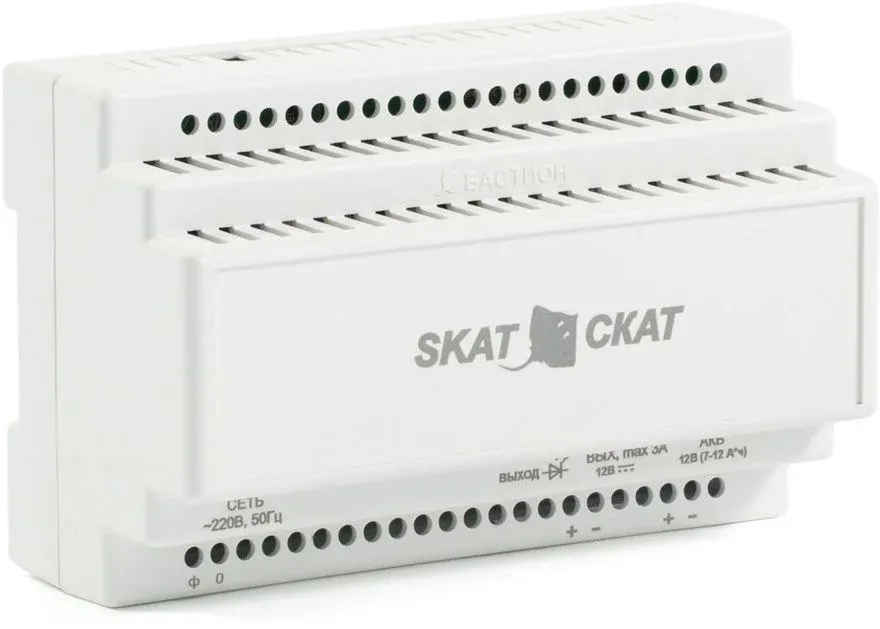 Источник бесперебойного питания Бастион Skat-12-3.0 Din белый без батареи