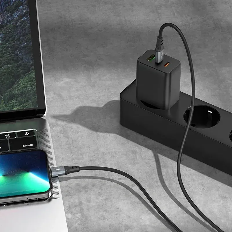 Кабель Hoco X86 iP Spear PD X86 IP USB Type-C m-Lightning m 1м черный коробка - фото 1