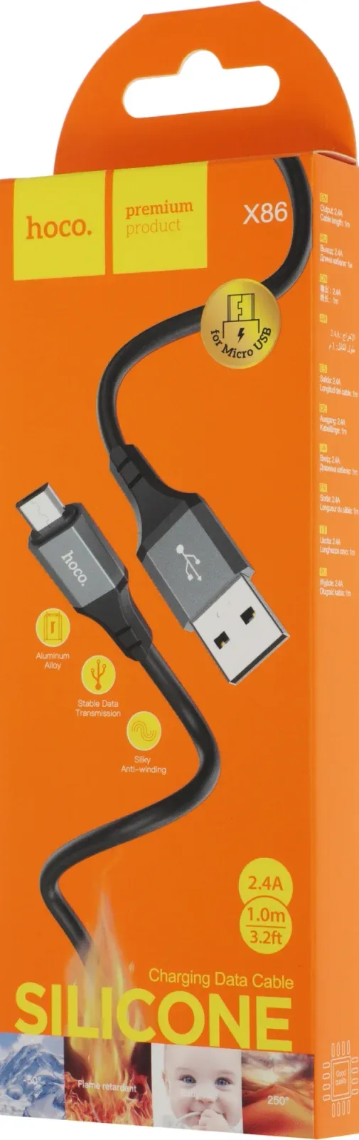 Кабель Hoco X86 Micro Spear X86 MICRO USB m-micro USB m 1м черный коробка - фото 4