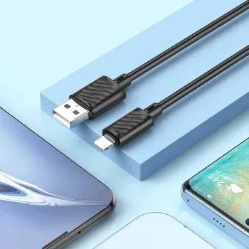 Кабель Hoco X88 Gratified USB m-Lightning m 1м черный коробка - фото 7