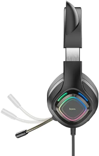Наушники с микрофоном Hoco W107 Cute cat черный 2м мониторные USB оголовье W107 - фото 4