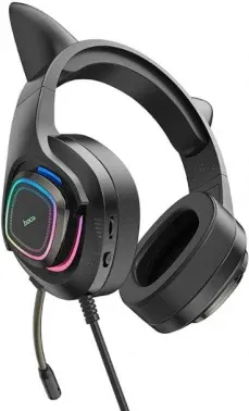 Наушники с микрофоном Hoco W107 Cute cat черный 2м мониторные USB оголовье W107 - фото 7