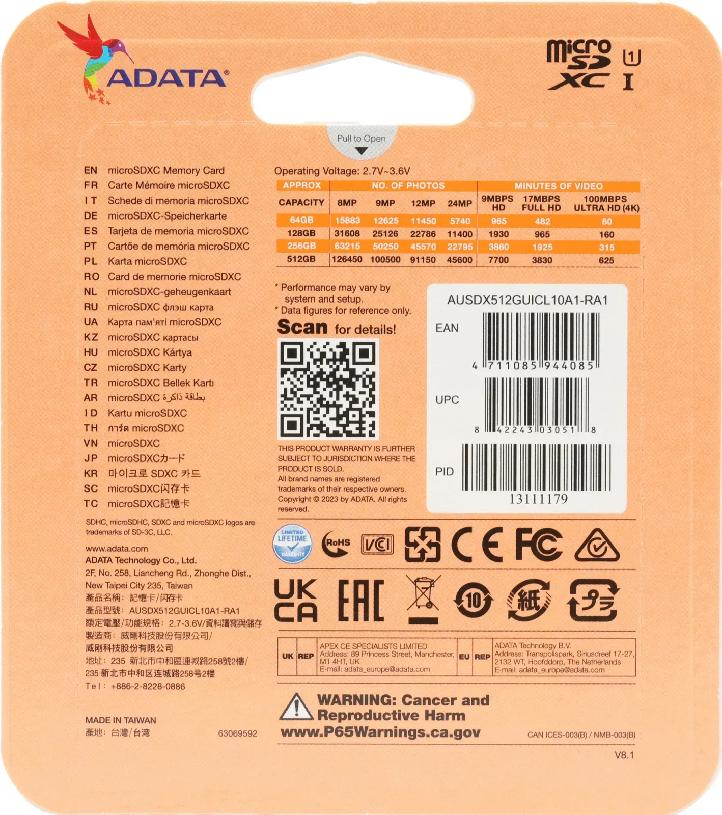 Флеш карта microSDXC 512GB A-Data AUSDX512GUICL10A1-RA1 Premier + adapter - фото 4