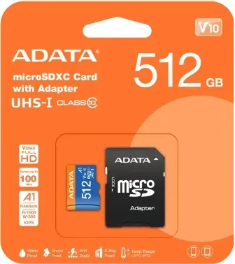 Флеш карта microSDXC 512GB A-Data AUSDX512GUICL10A1-RA1 Premier + adapter - фото 7