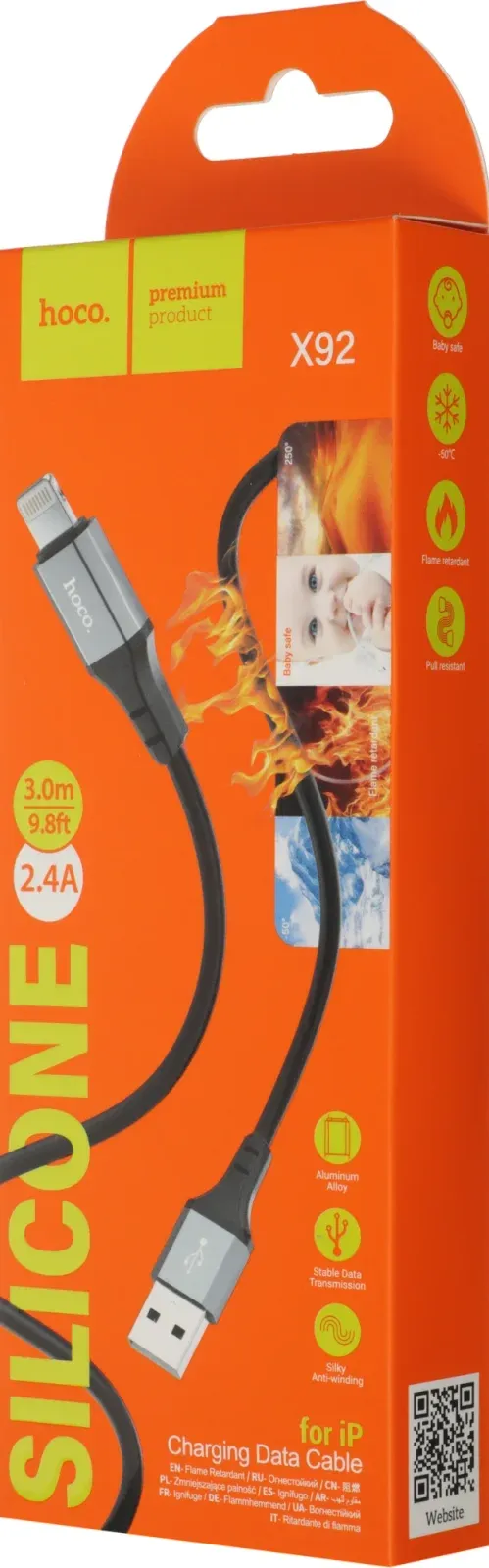 Кабель Hoco X92 Honest IP USB m-Lightning m 3м черный коробка - фото 7