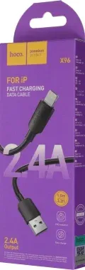 Кабель Hoco X96 Hyper iP USB m-Lightning m 1м черный коробка - фото 6