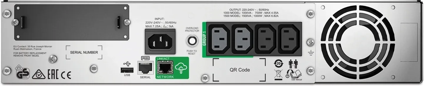 Источник бесперебойного питания APC Smart-UPS SMT1500RMI2UC 1000Вт 1500ВА черный - фото 3