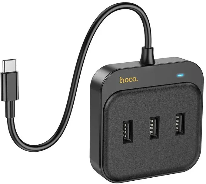 Разветвитель USB-C Hoco HB35 4порт. черный - фото 2
