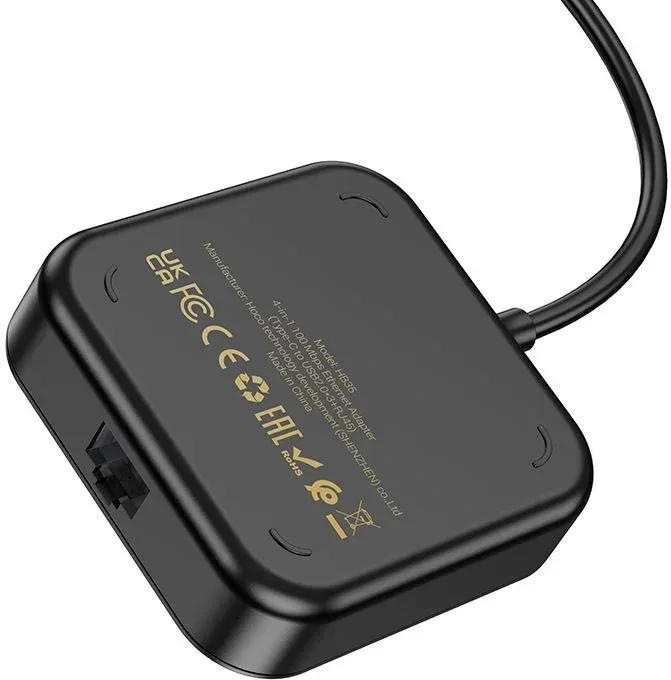 Разветвитель USB-C Hoco HB35 4порт. черный - фото 3