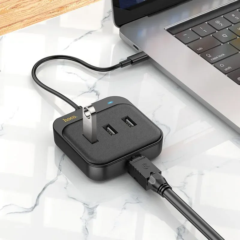 Разветвитель USB-C Hoco HB35 4порт. черный - фото 4