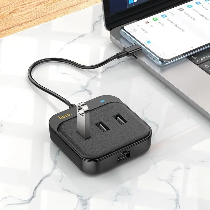 Разветвитель USB-C Hoco HB35 4порт. черный - фото 5
