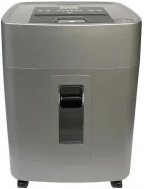 Шредер Office Kit SA375 серый/черный с автоподачей секр.P-4 фрагменты 375лист. 42лтр. скрепки скобы пл.карты CD - фото 2