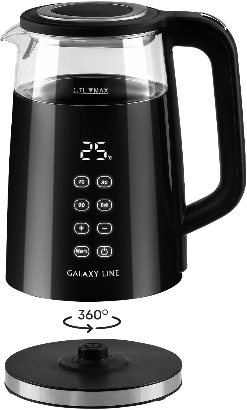 Чайник электрический Galaxy Line GL 0342 1.7л. 2200Вт черный корпус: стекло/пластик ГЛ0342Л - фото 3