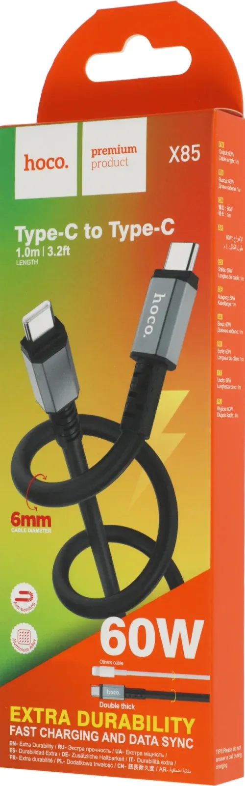 Кабель Hoco X85 Type-C to Type-C USB Type-C m-USB Type-C m 1м черный - фото 2