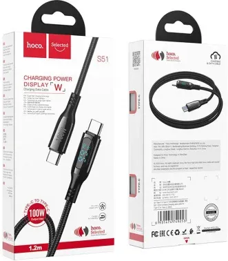 Кабель Hoco S51 100W Extreme USB Type-C m-USB Type-C m 1.2м черный - фото 8