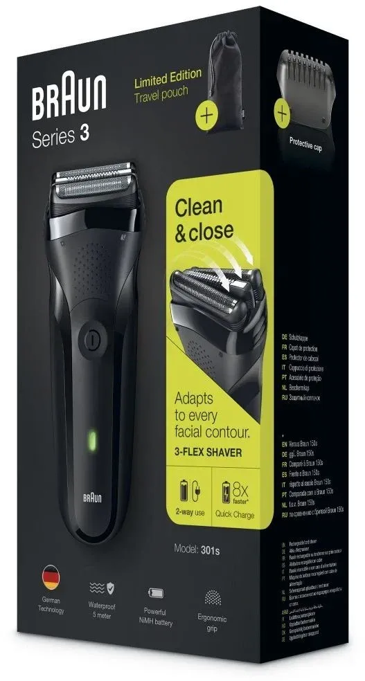 Бритва сетчатая Braun S3301 реж.эл.:3 питан.:аккум. черный - фото 3