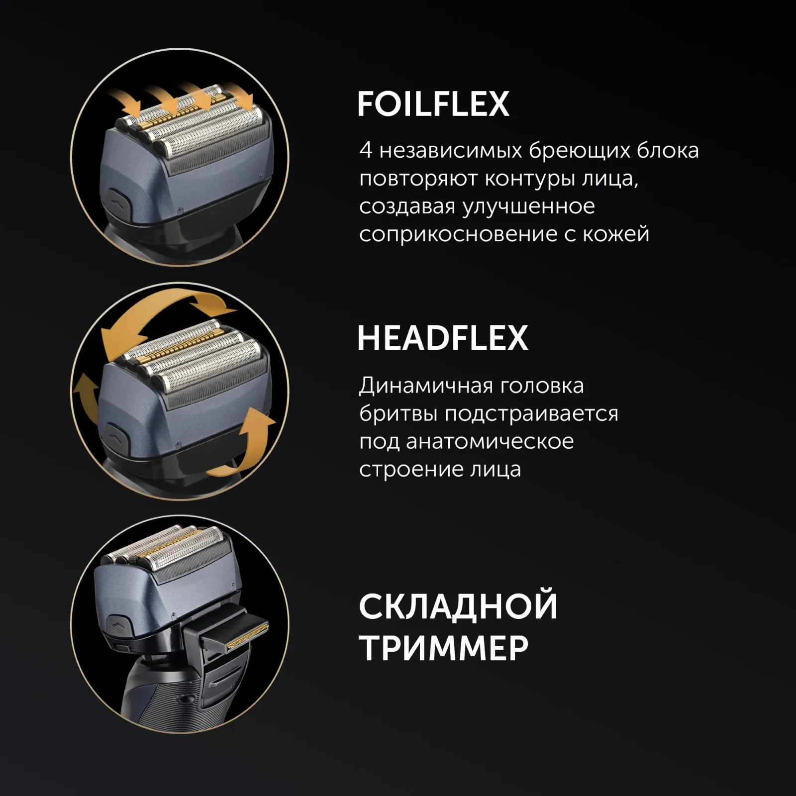 Бритва сетчатая Polaris 7D Prof 4+ PMF 1016RC wet&dry реж.эл.:4 питан.:аккум. черный - фото 4