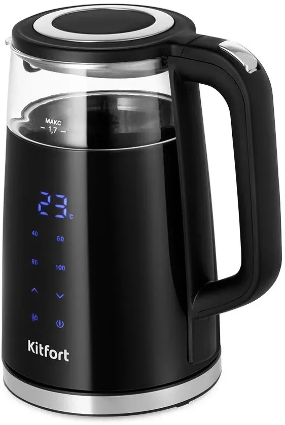 Чайник электрический Kitfort КТ-6611 1.7л. 2200Вт черный/серебристый корпус: стекло/пластик - фото 7