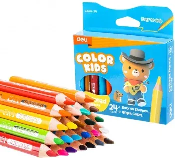 Карандаши цв. Deli EC134-24 Color Kids 5мм ассорти 24цв. коробка/европод. 24шт 24 карандаша - фото 5
