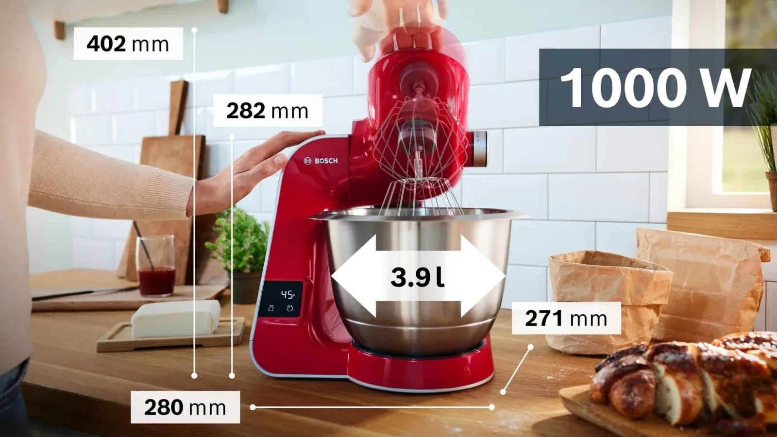Кухонная машина Bosch Mum5 MUM5X планетар.вращ. 1000Вт красный/серый - фото 2