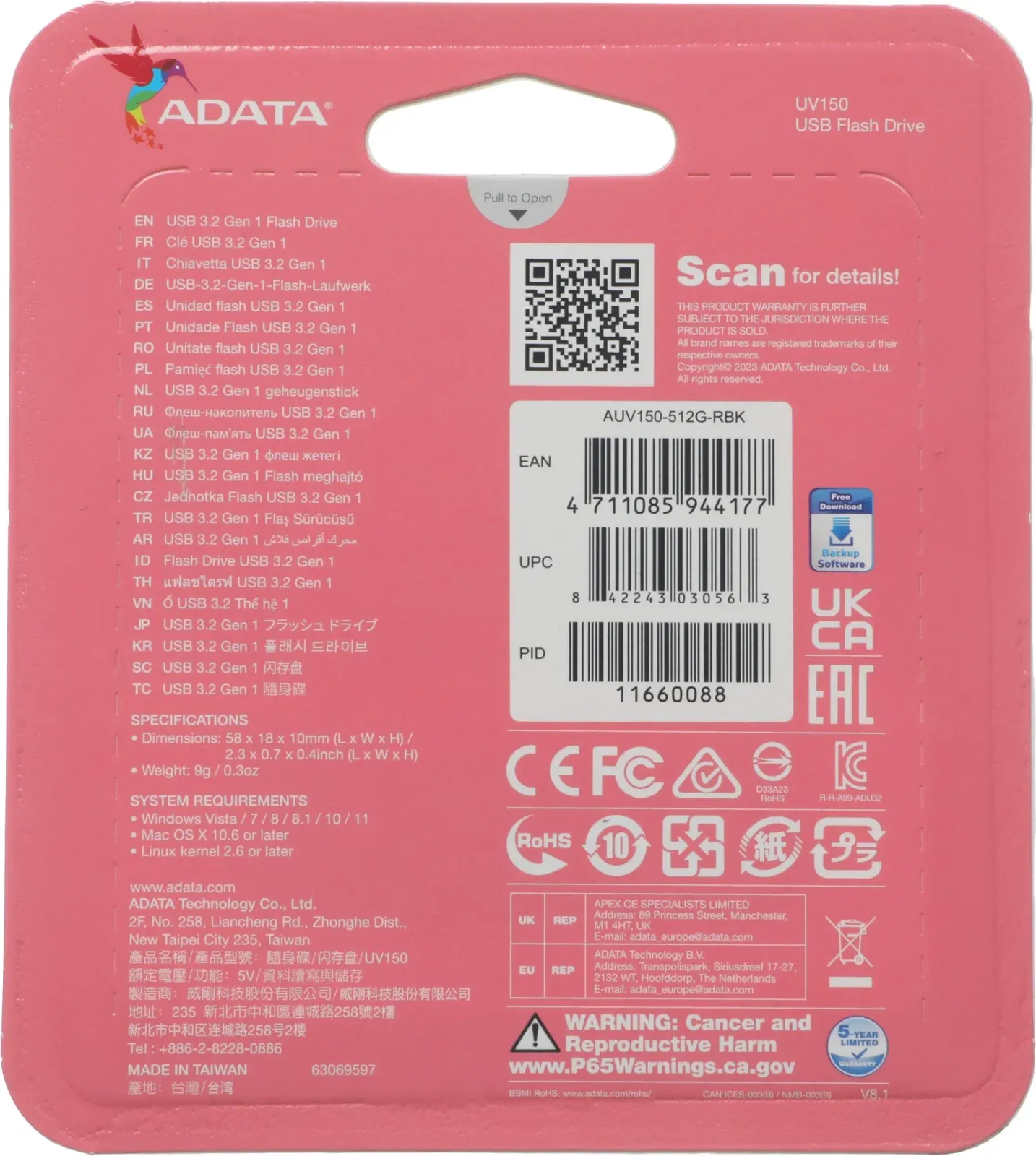 Флеш Диск A-Data 512GB AUV150 AUV150-512G-RBK USB3.0 черный, 512 ГБ - фото 5