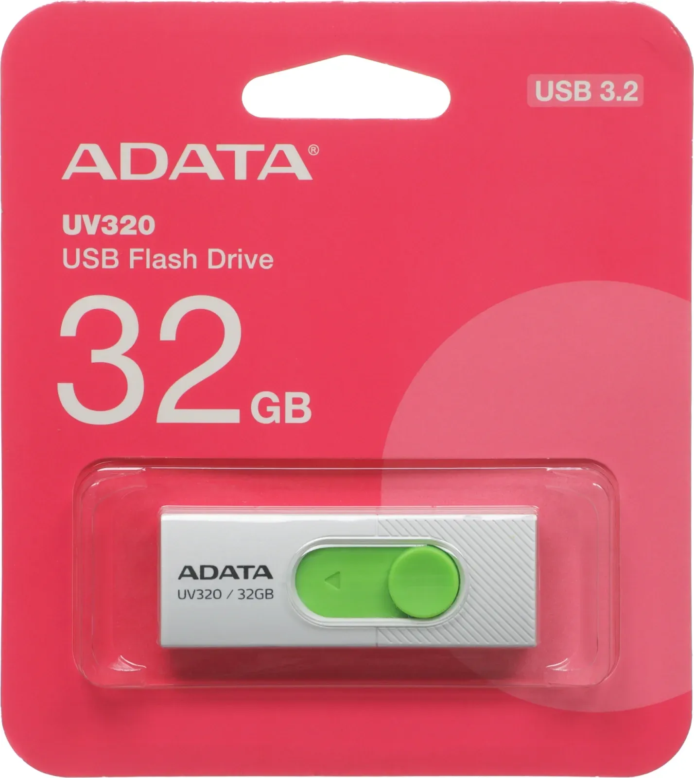 Флеш Диск A-Data 32GB UV320 AUV320-32G-RWHGN USB3.2 белый/зеленый, 32 ГБ - фото 3
