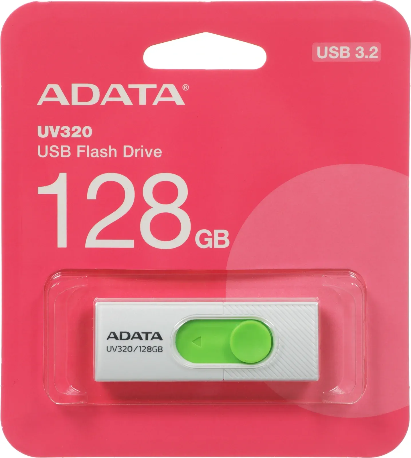 Флеш Диск A-Data 128GB UV320 AUV320-128G-RWHGN USB3.2 белый/зеленый, 128 ГБ - фото 5