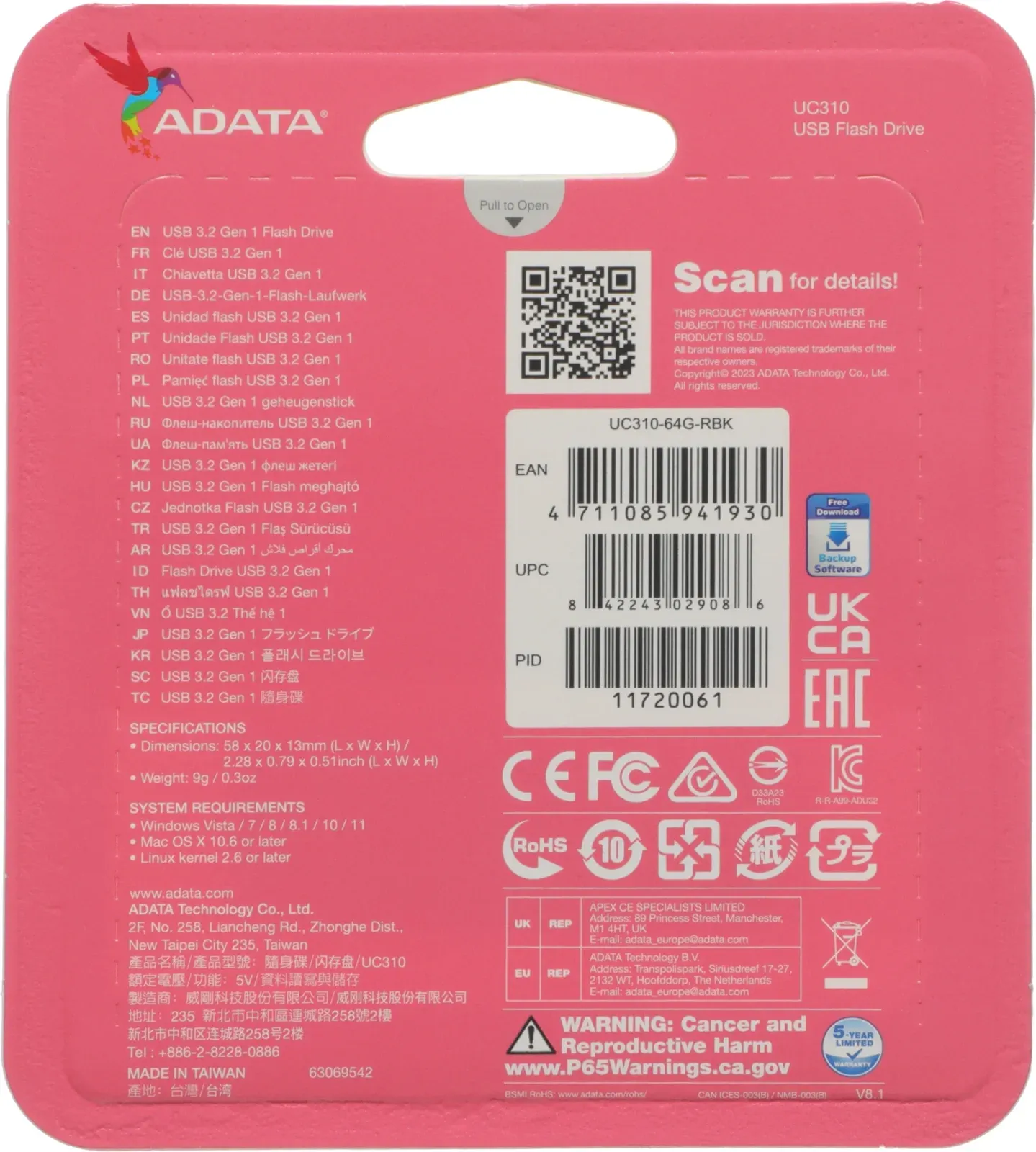Флеш Диск A-Data 64GB UC310 UC310-64G-RBK USB3.2 черный, 64 ГБ - фото 5