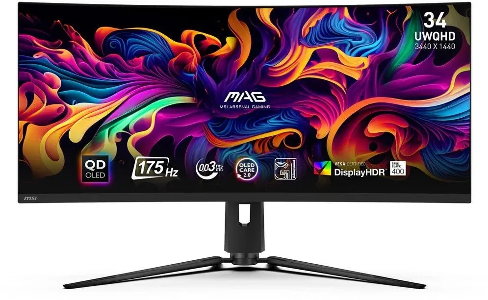 Монитор MSI 34 MAG 341CQP QD-OLED черный QD OLED LED 21:9 HDMI матовая HAS 250cd 178гр/178гр 3440x1440 175Hz FreeSync Premium Pro DP UW USB 9.3кг - фото 3